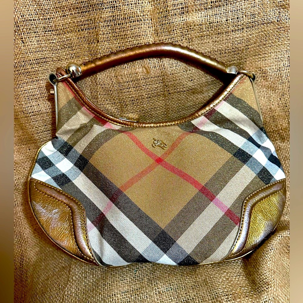 Burberry Metallic ✨ Beige Nova Check Canvas & Leather Hobo Bag 🤎❤️🖤🤍 w/dustbag